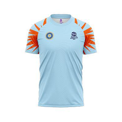 ICC WC T20 ROUND NECK TSHIRT STRIPE JERSEY INDIA
